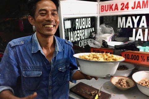 Can’t say no to Bubur ayam Bandung. Photo: Sally Arnold Can’t say no to Bubur ayam Bandung. Photo: Sally Arnold