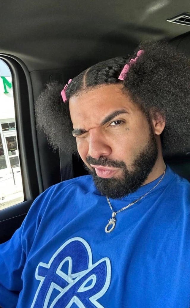 r/Kanye - Drake with pigtails in a car