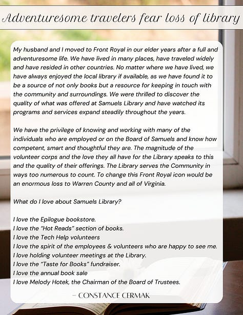 Gallery of photos that include patron, community member, and visitor testimonials on what Samuels Library means to them