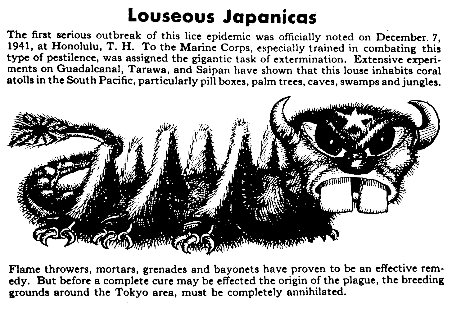 Louseous Japanicas” page from Leatherneck magazine, published by the US  Marine Corps, 1945 : r/PropagandaPosters