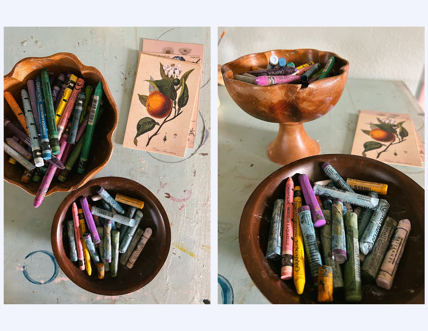 Wooden bowls and varying heights Wooden bowls and varying heights