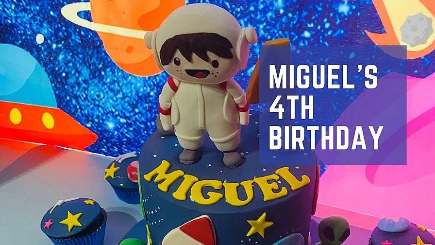 Miguel's 4th birthday celebration at home featuring outer space theme Miguel's 4th birthday celebration at home featuring outer space theme