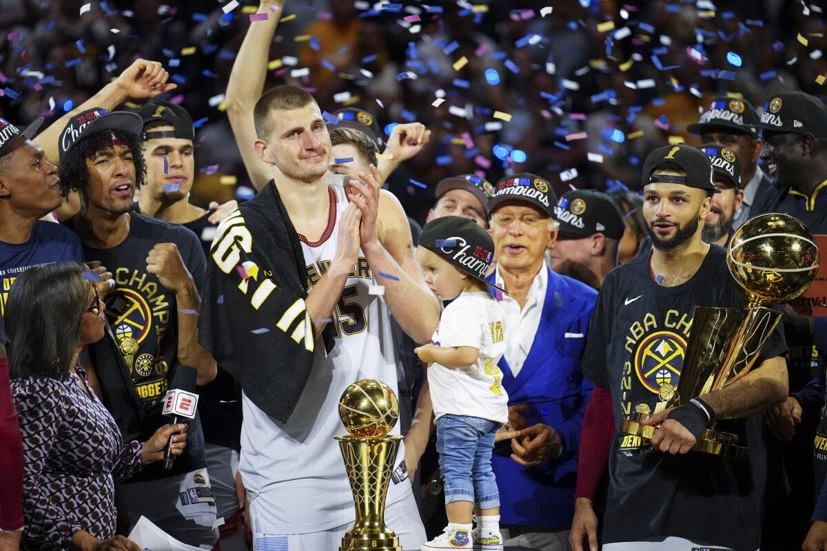 NBA Finals: Nuggets take home first title in rugged win over Heat - Los  Angeles Times