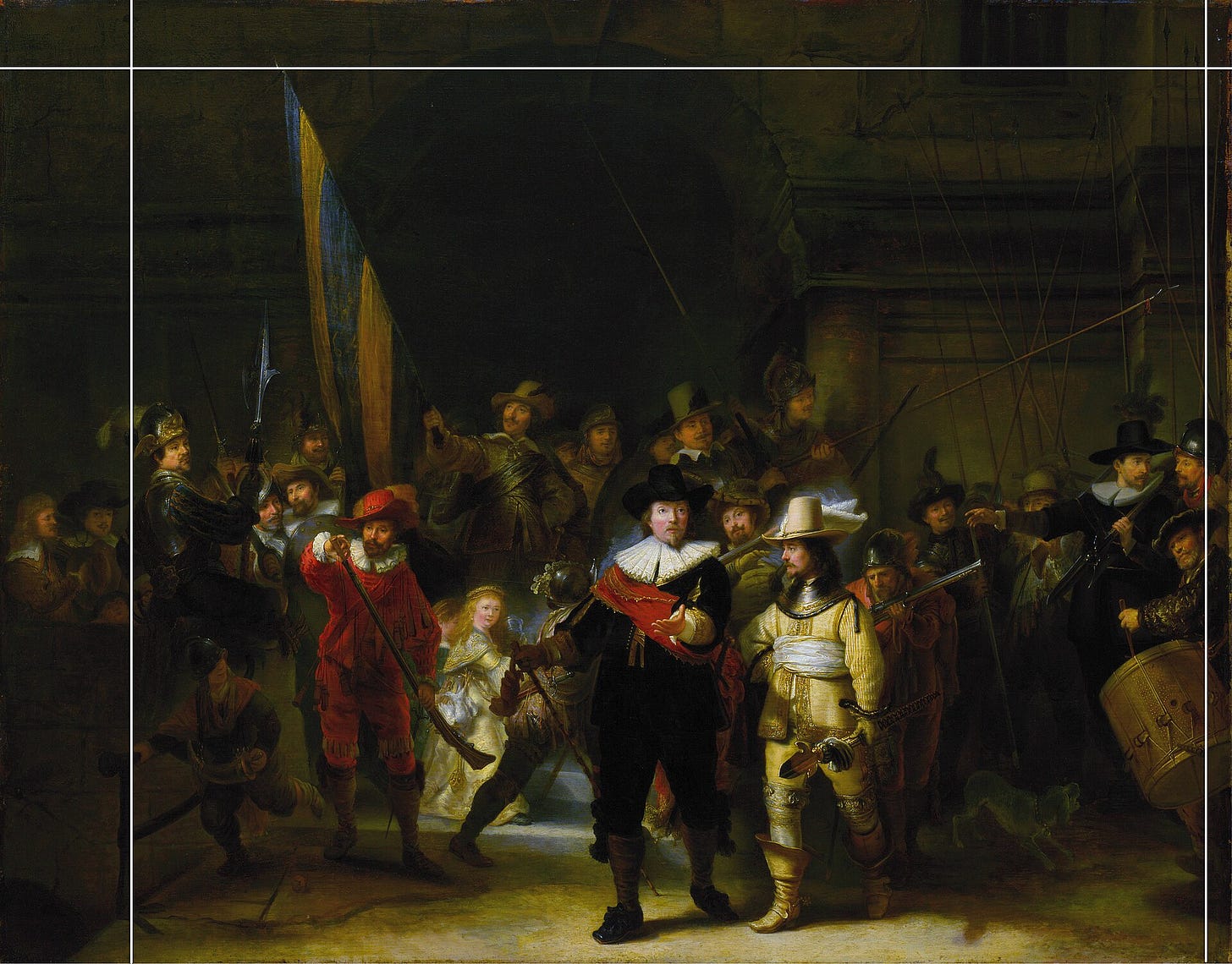 Copy of The Night Watch attributed to Gerrit Lundens, showing the full scene before the canvas was trimmed in 1715 Copy of The Night Watch attributed to Gerrit Lundens, showing the full scene before the canvas was trimmed in 1715