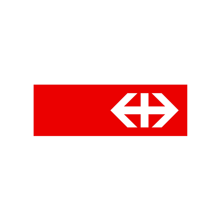 Swiss Federal Railways logo and wayfinding