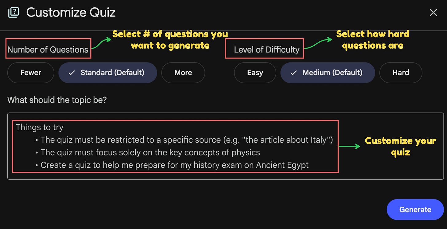 NotebookLM Quiz Feature