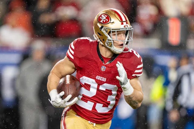 Christian McCaffrey is out for Monday's Jets-49ers game with calf injury -  Yahoo Sports