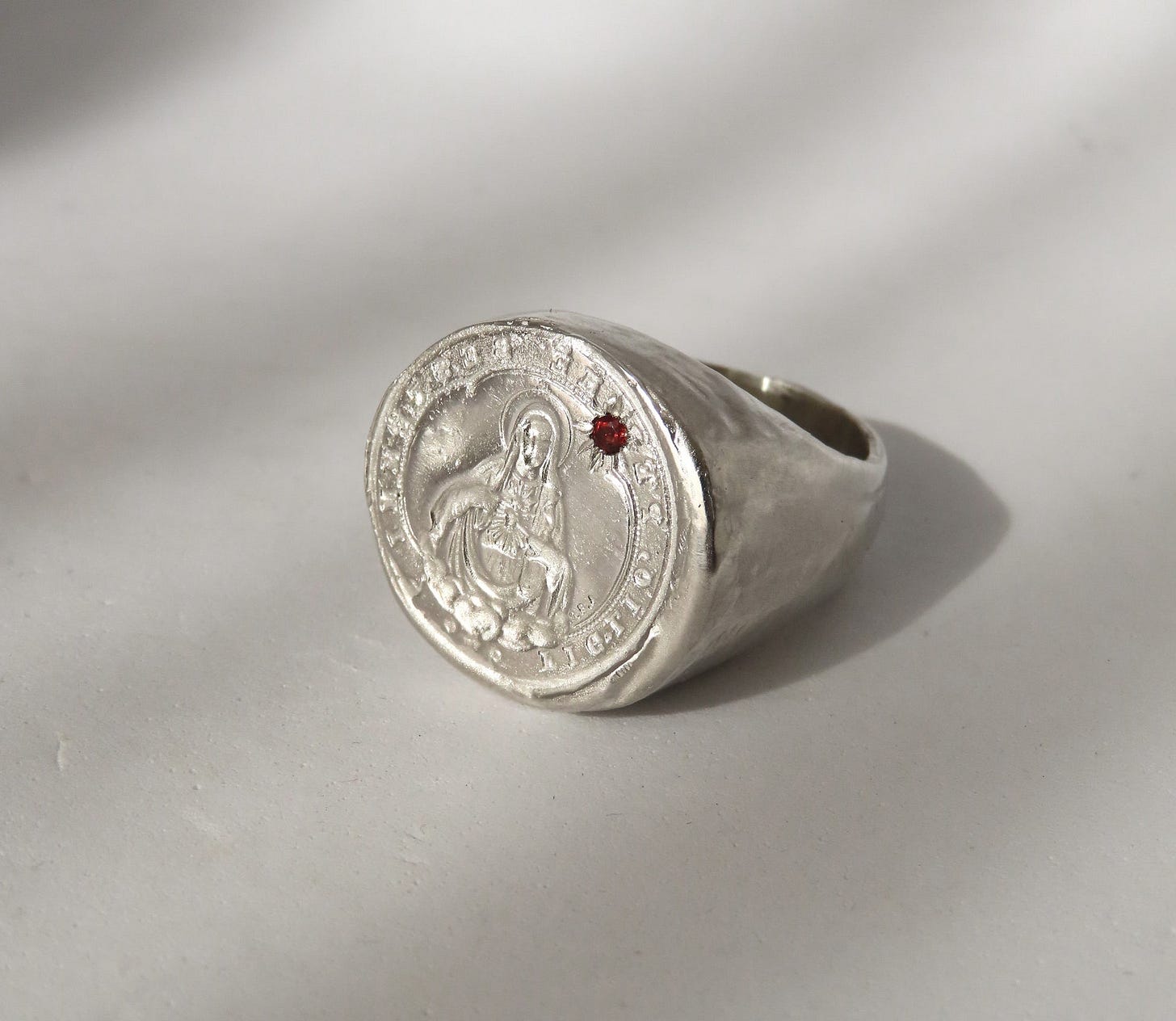 silver signet with garnet 