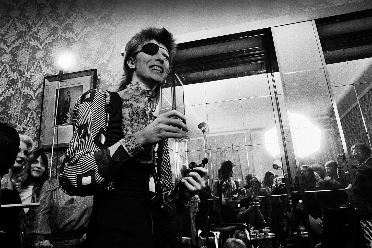 David Bowie conducts a press conference at the Amstel Hotel in Amsterdam on February 13 1974.