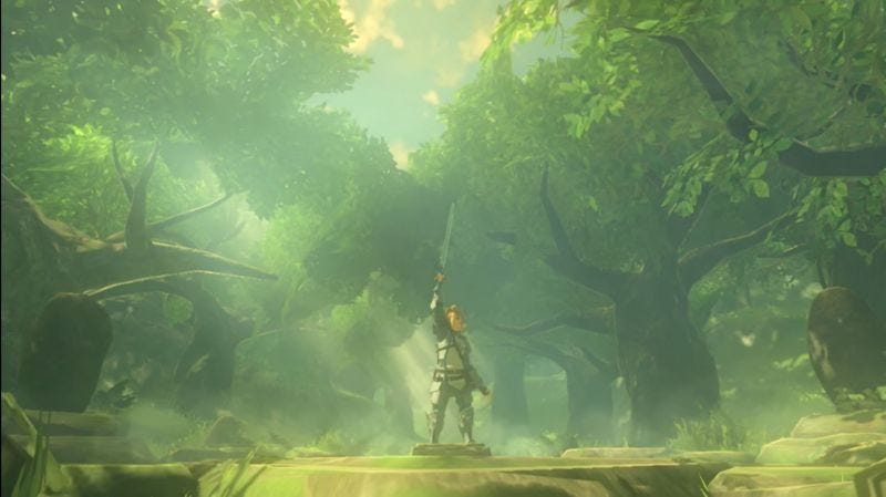 Link raises the sword above his head