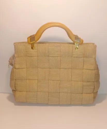 Bertini M & G Made In Italy Basket Weave Top Handle Purse Vintage  - Picture 1 of 15