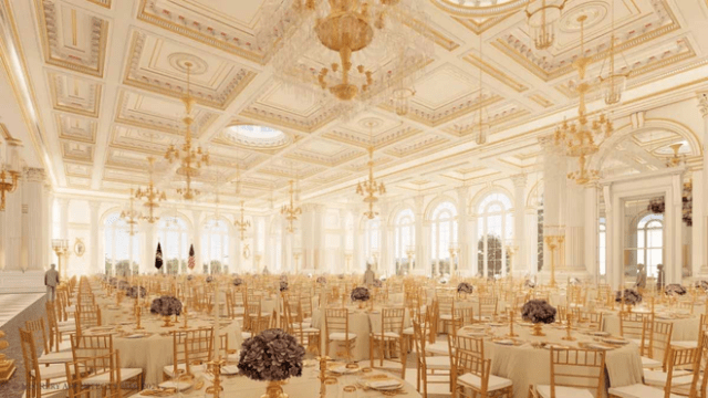 Architectural rendering of the planned White House State Ballroom interior. (Image: McCrery Architects/The White House) Architectural rendering of the planned White House State Ballroom interior. (Image: McCrery Architects/The White House)