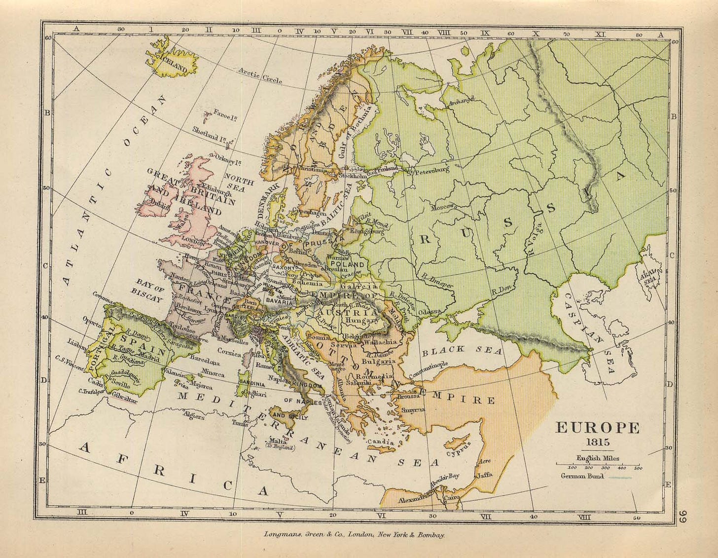 Historical Map of Balkan Europe 1815 [includes Balkans] (294K)
From 'The Public Schools Historical Atlas' edited by C. Colbeck, published by Longmans, Green, and Co., 1905. 