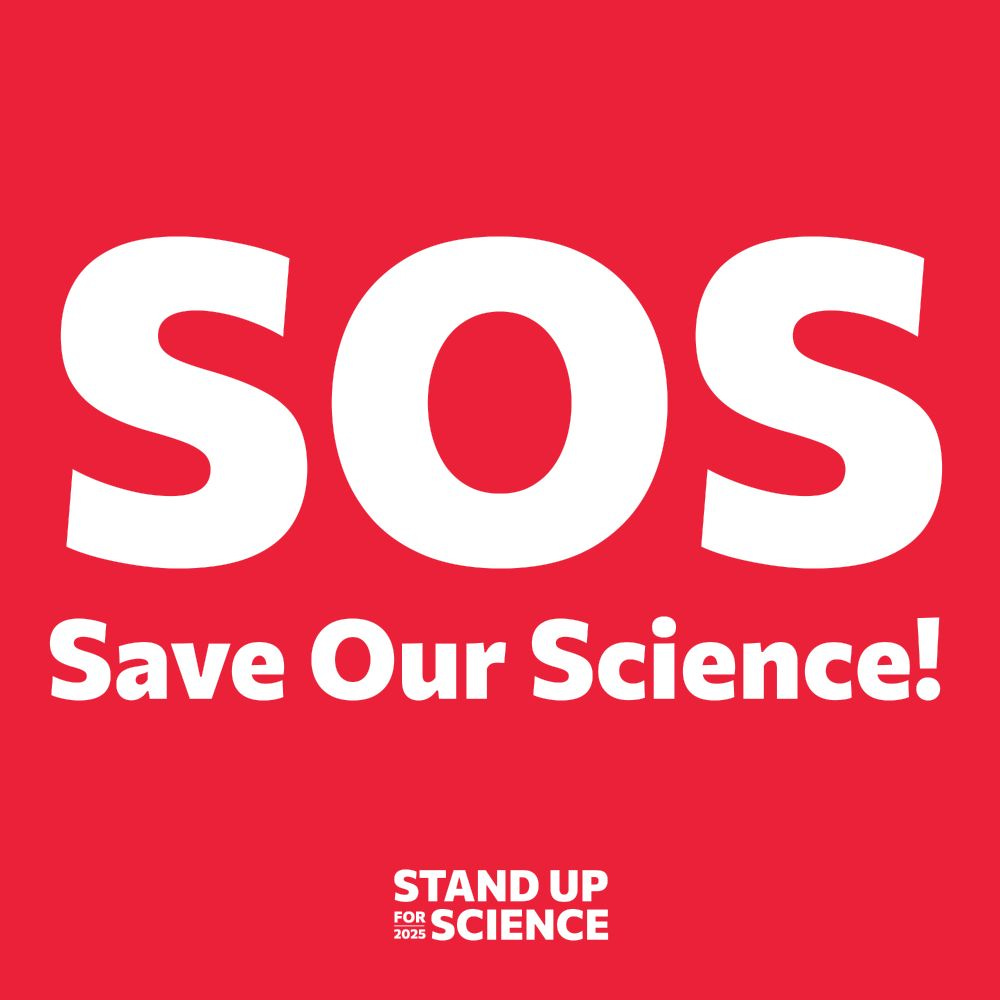 red background that says SOS - save our science! red background that says SOS - save our science!