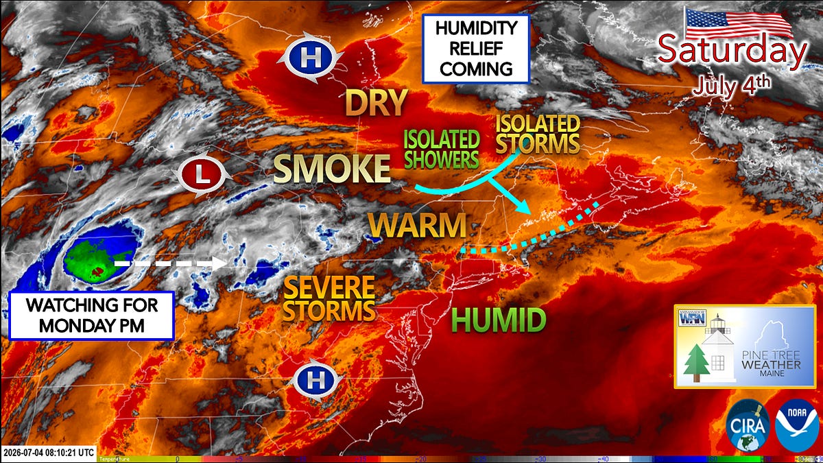 Isolated showers and storms for the Fourth