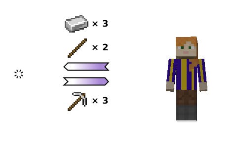 (C) player→void {iron ingot ×3, stick ×2}. (P) void→player {iron pickaxe} (C) player→void {iron ingot ×3, stick ×2}. (P) void→player {iron pickaxe}