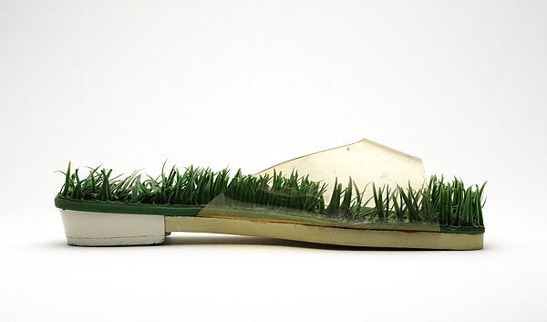 Mules, Herbert Levine Inc.  American, plastic (polyvinyl chloride, polyethylene, styrene-butadiene copolymer), American