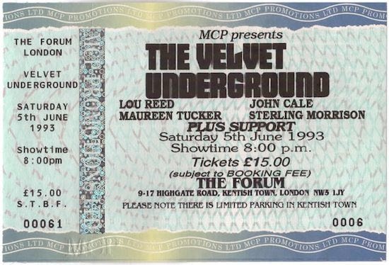 'The Velvet Underground plus support' ticket