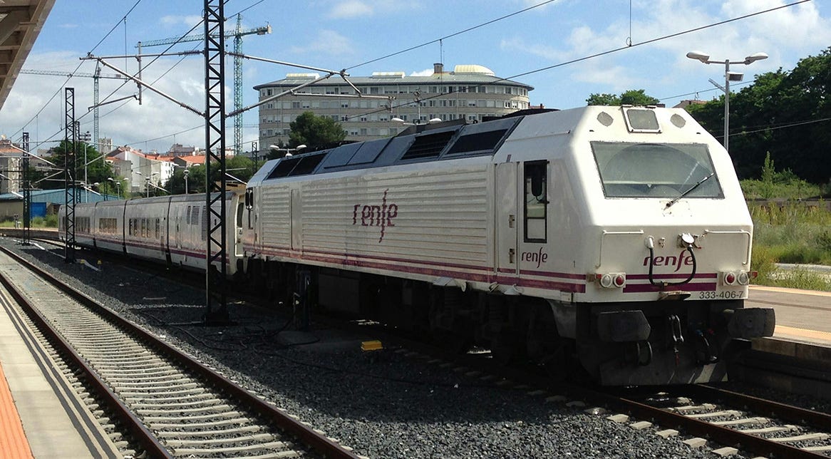 Train stopped at a platform in Spain