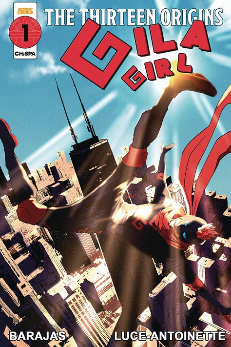 Cover and preview pages of Gila Girl #1. Character taking their insulin on a Chicago train. High Schoolers walking out in solidarity of trans people. 