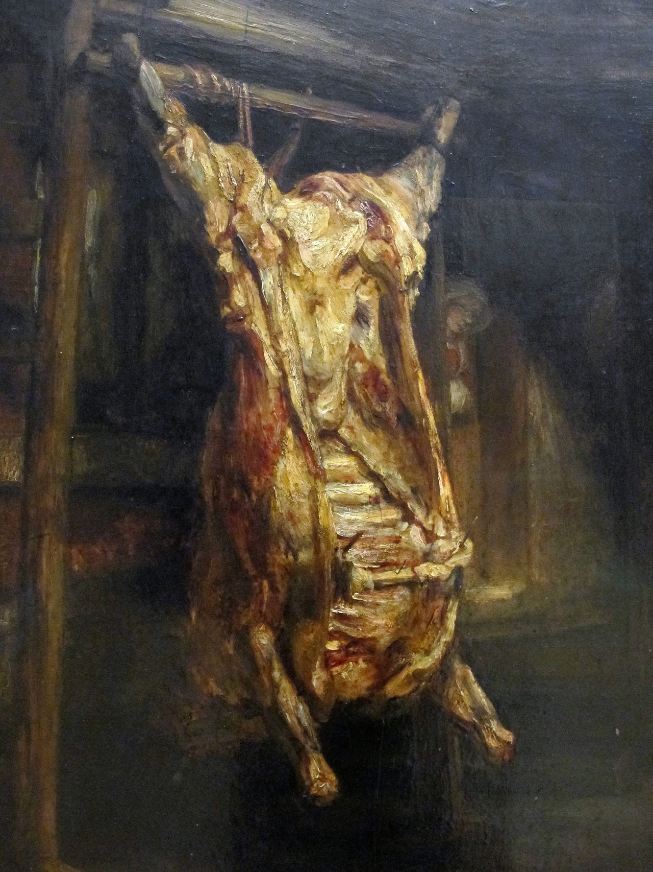 Rembrandt painting of a slaughtered ox carcass