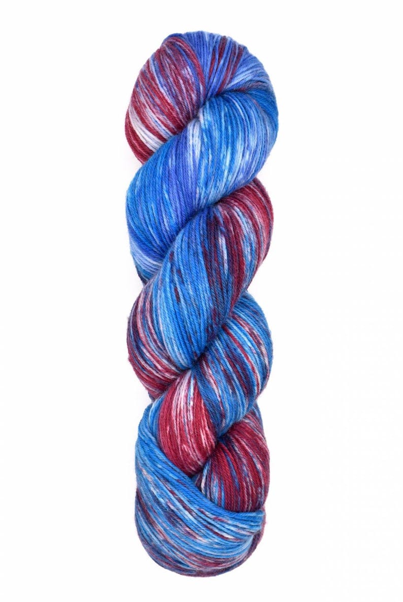 Araucania Huasco Sock Yarn Hand Painted Superwash Wool Polyamide Super Fine Fingering Weight Yarn #1048 Patriot 433 yards image 2