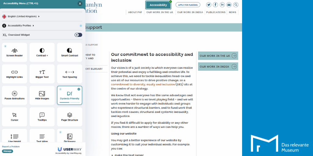 Webseite Paul Hamlyn Foundation (Bildschirmaufnahme)