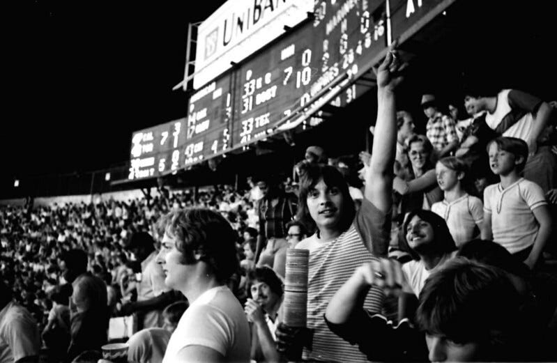 Bleacher fans in 1977