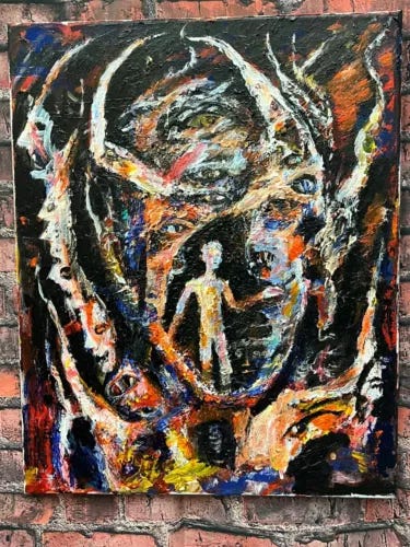“Purgatory” 16”/20” art , acrylic. Original by Tim Ozman, - Picture 1 of 1