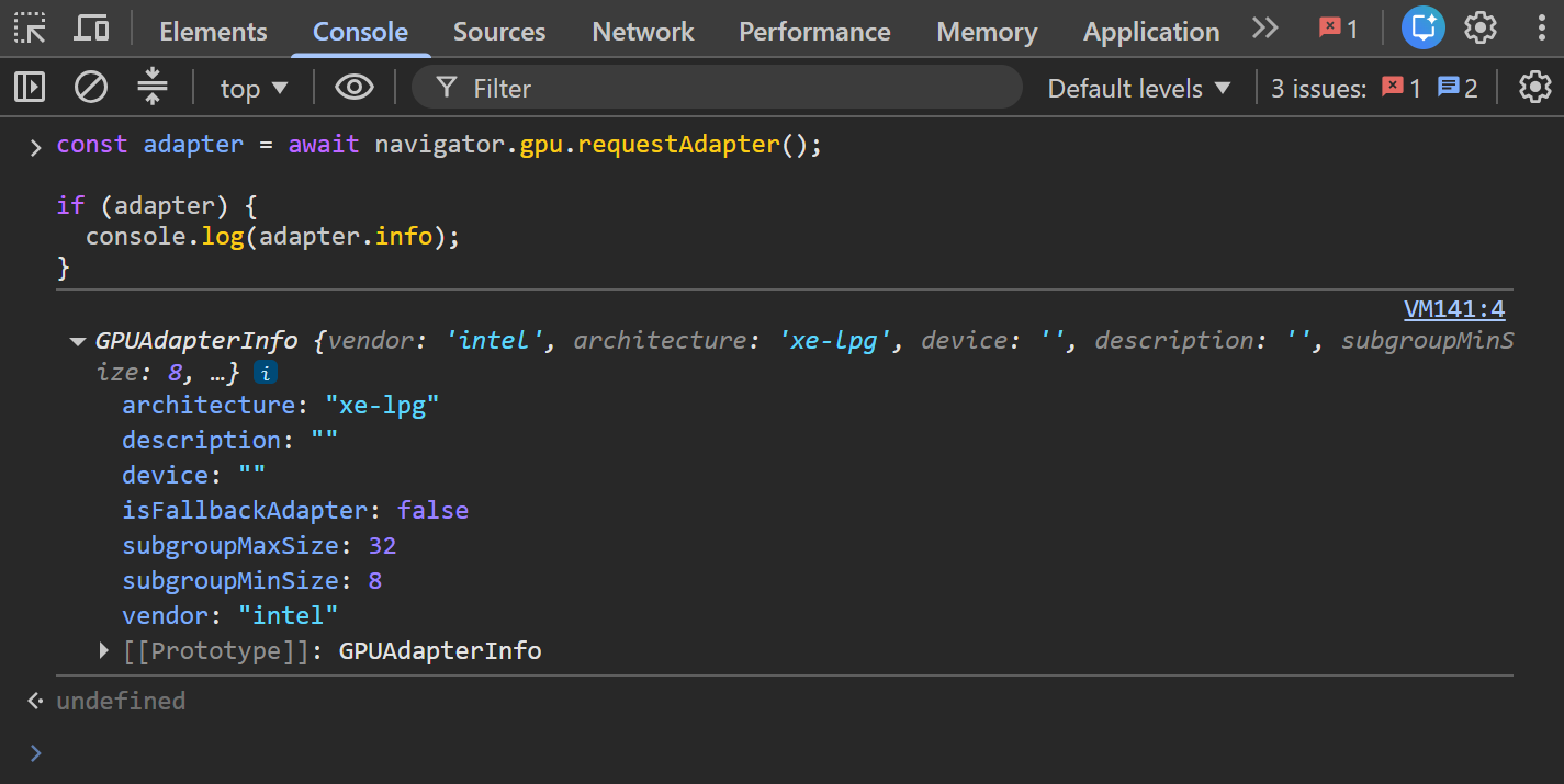 Retrieving information about the user’s GPU through the navigator.gpu.requestAdapter() async method