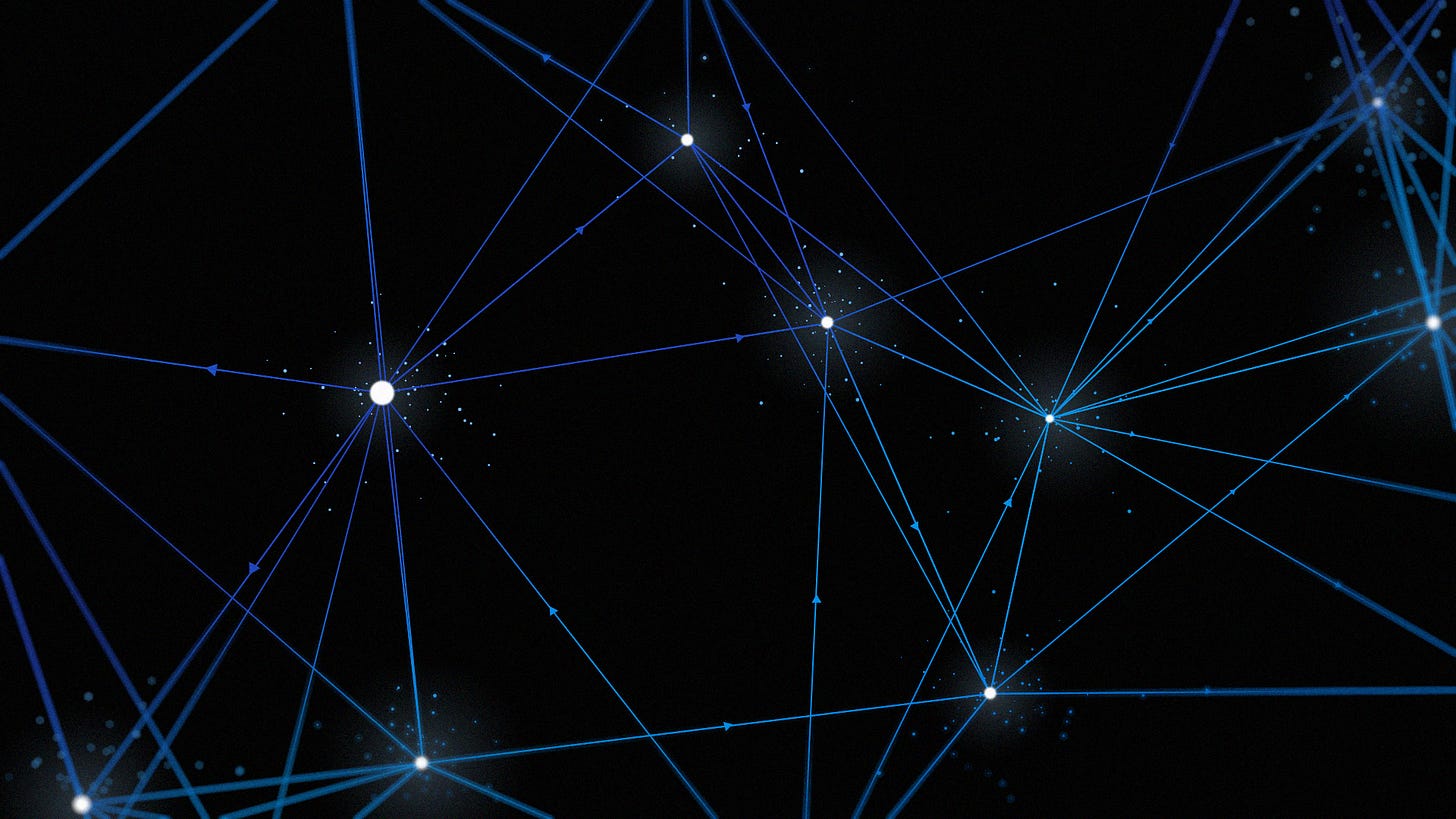 Abstract network of blue lines and luminous nodes representing Muse Glimmer. Abstract network of blue lines and luminous nodes representing Muse Glimmer.