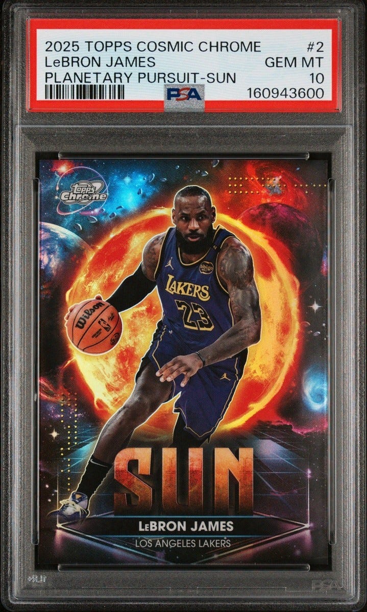 2025 TOPPS COSMIC CHROME LEBRON JAMES #2 PLANETARY PURSUIT SUN PSA 10 2025 TOPPS COSMIC CHROME LEBRON JAMES #2 PLANETARY PURSUIT SUN PSA 10