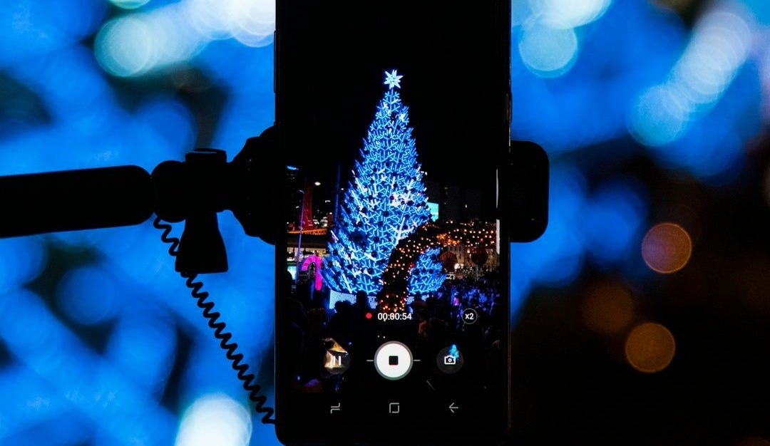 person capturing Christmas tree