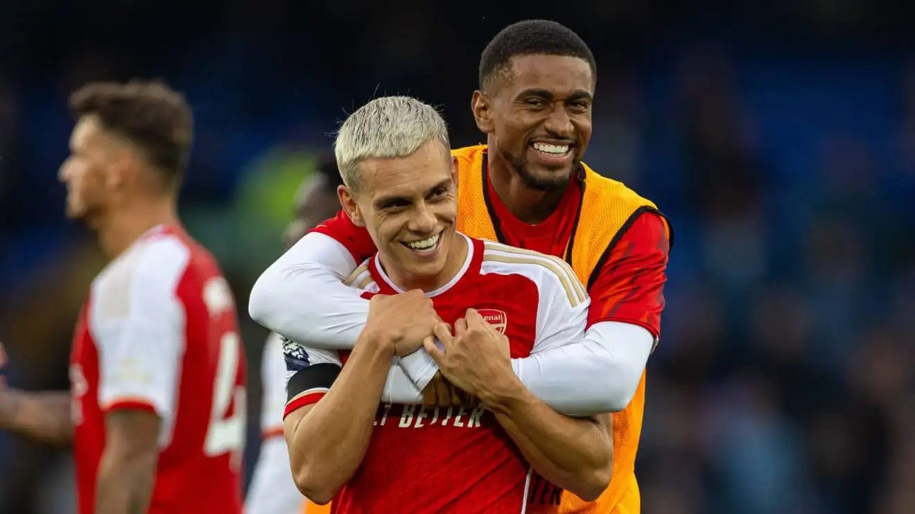 Arsenal forwards Leandro Trossard and Reiss Nelson