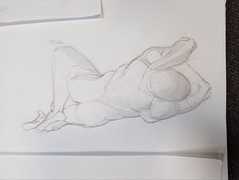 life model posed for sketching drawing male nude