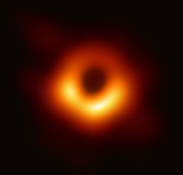 * Shadow of a black hole in Messier 87 galaxy. (Wikimedia)