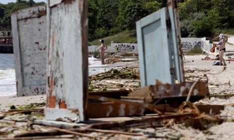 People have reported debris has been washing up on beaches in Odesa more than 145km away, including furniture and rubbish. People have reported debris has been washing up on beaches in Odesa more than 145km away, including furniture and rubbish.