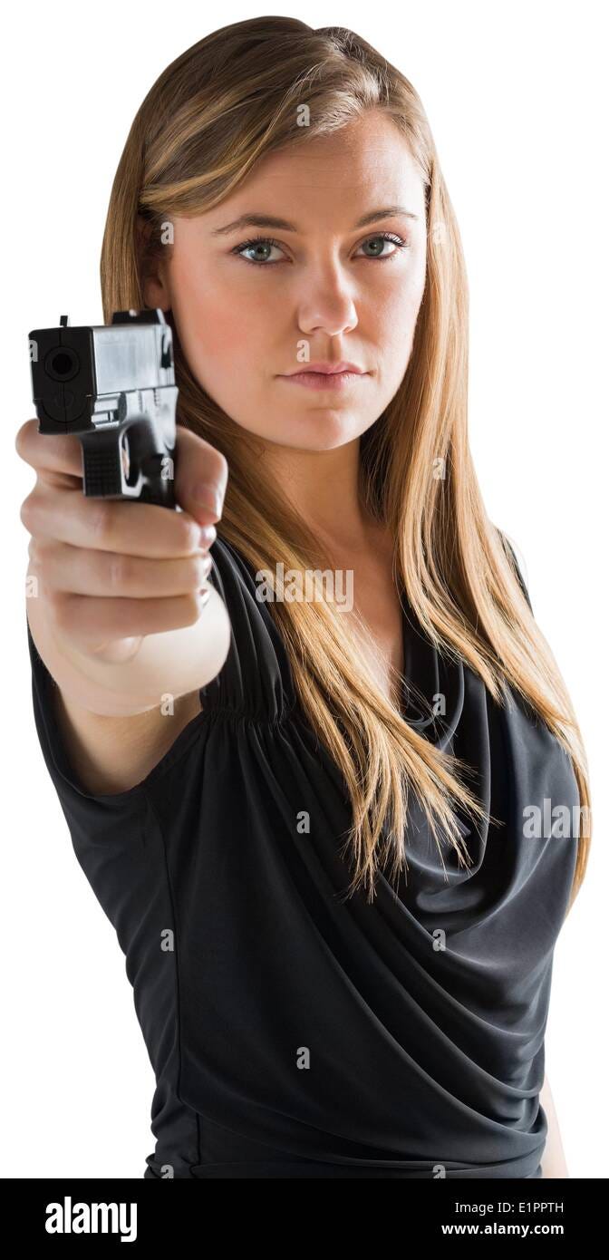 Woman pointing gun hi-res stock photography and images - Alamy