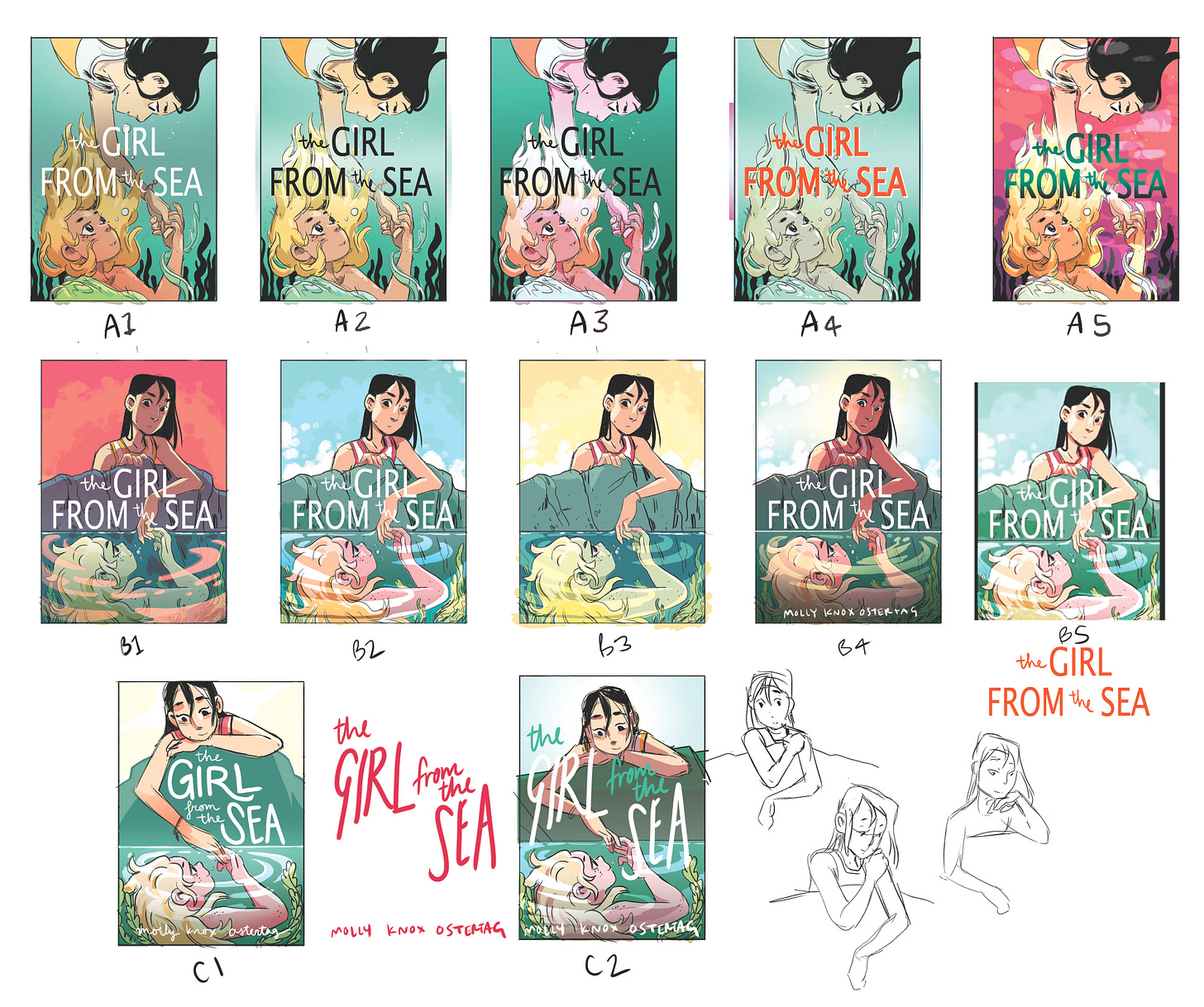 a variety of color sketches