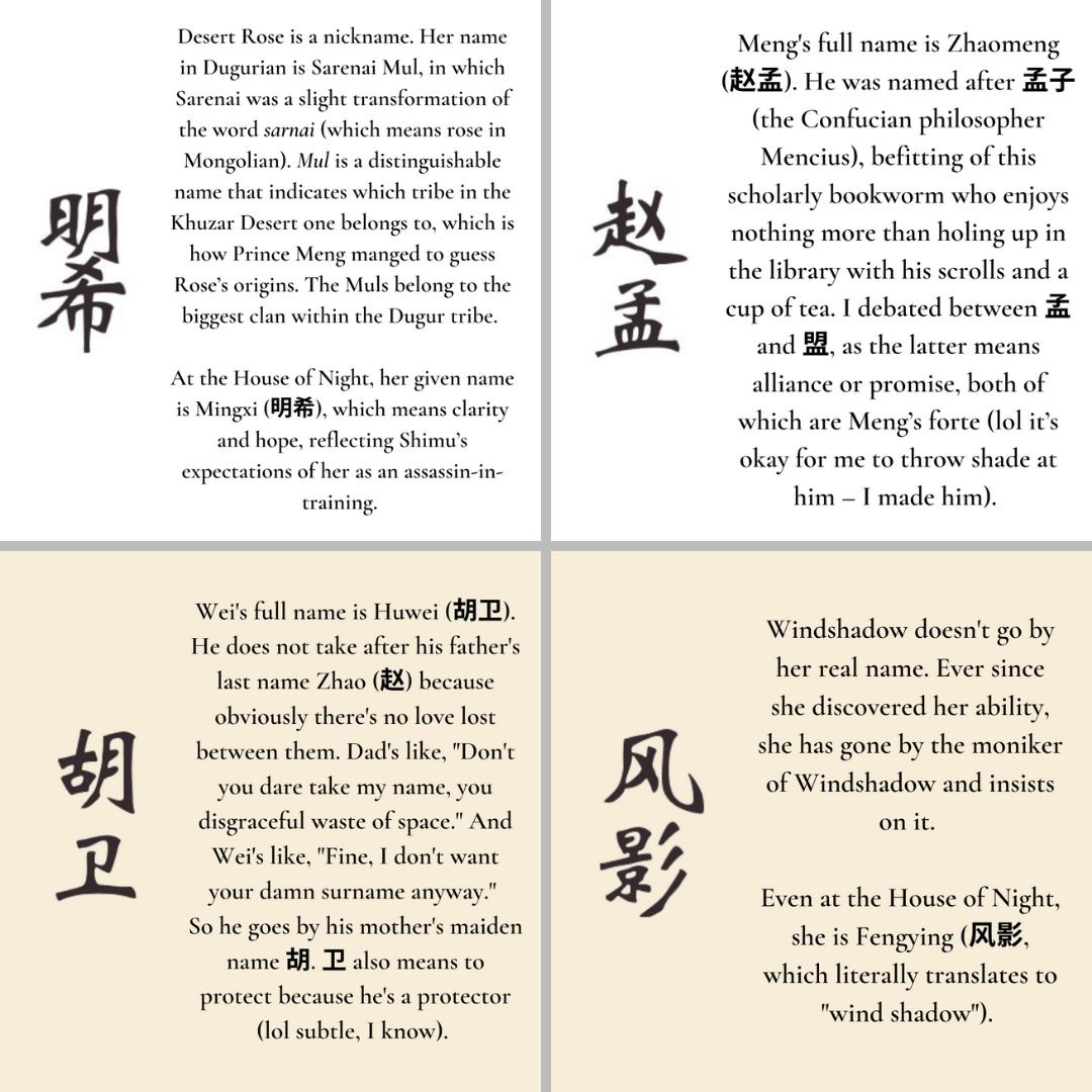 characters of Land of Sand and Song by Joyce Chua
