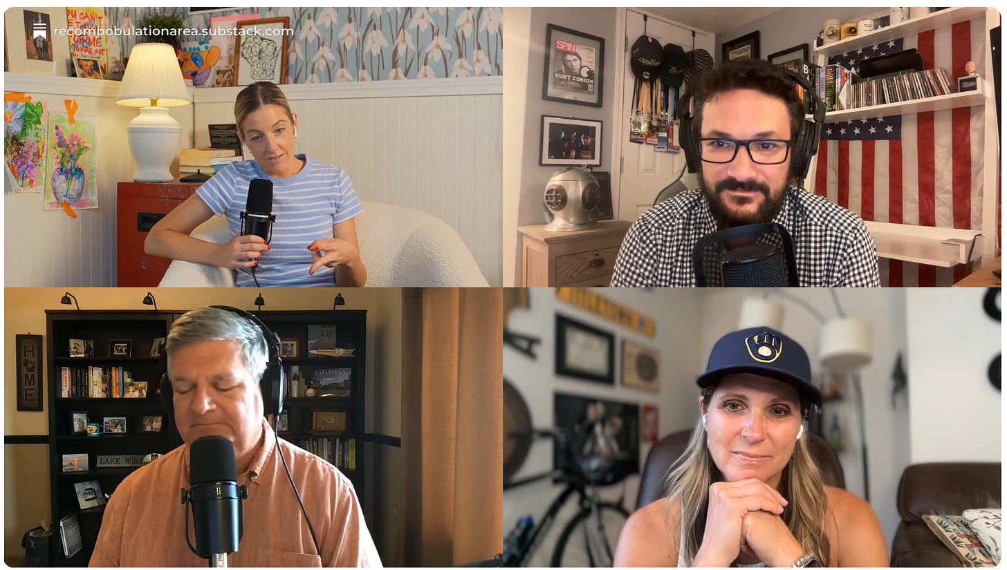 Screenshot of four creators on a livestream Screenshot of four creators on a livestream