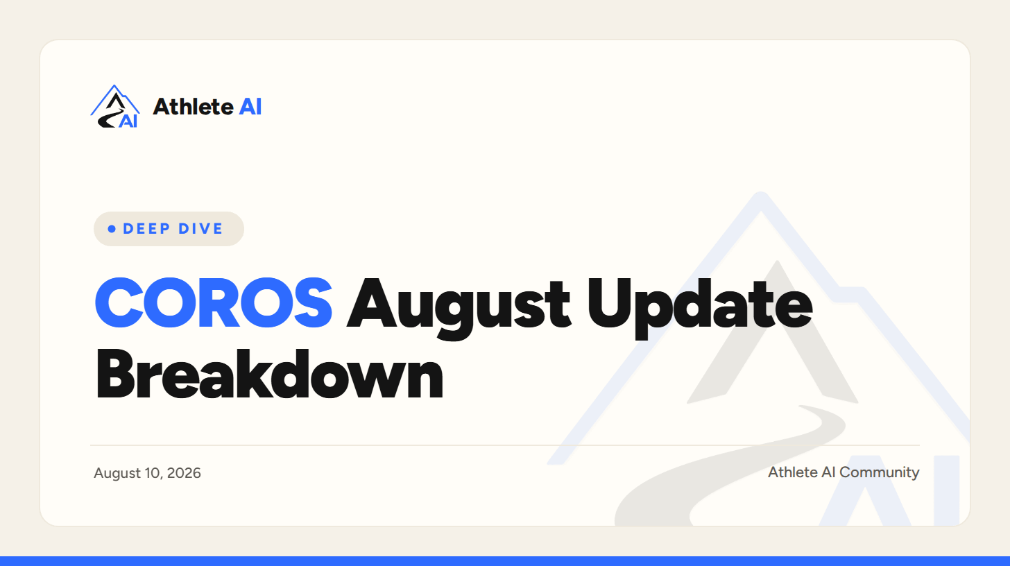 COROS August Update Breakdown