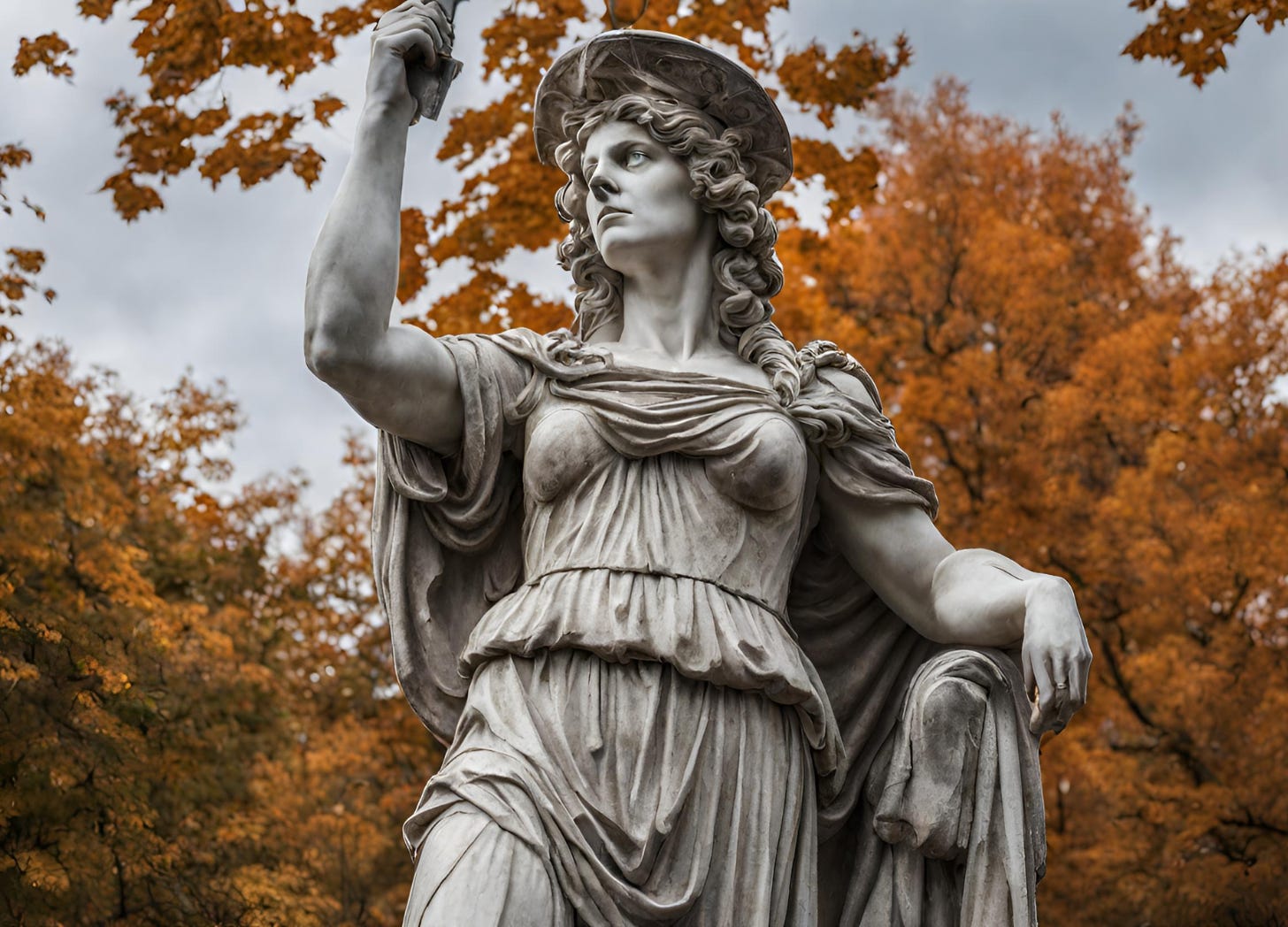 Statue of Minerva in fall colors