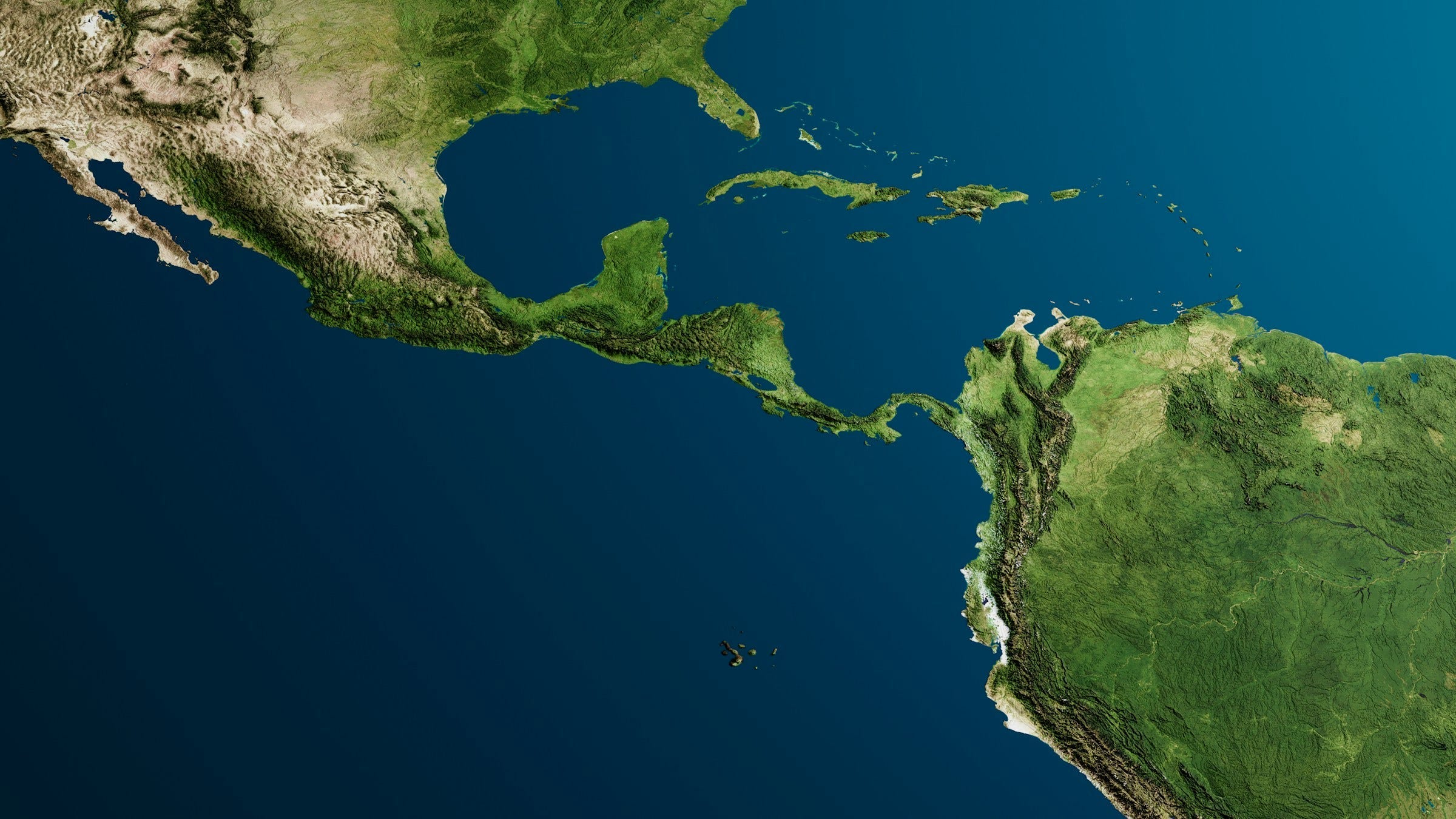 Topographical map of Central America Topographical map of Central America