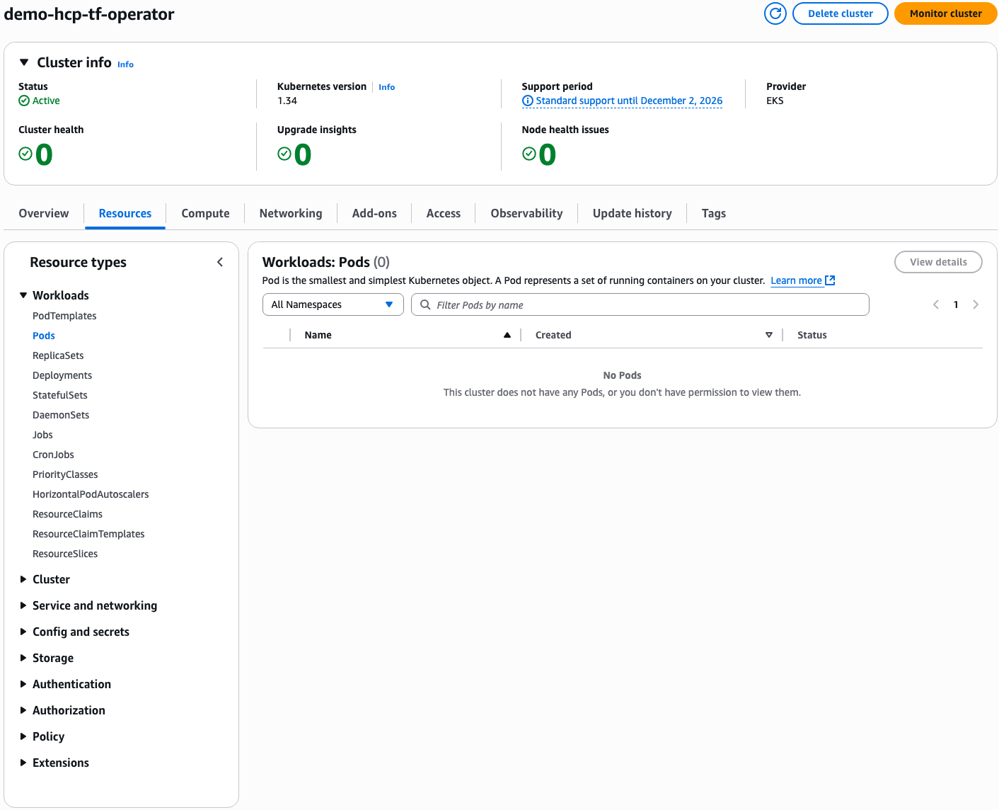 EKS cluster pods EKS cluster pods