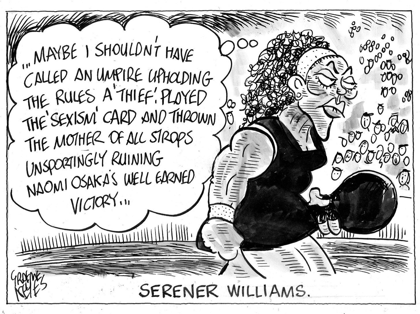 Political Cartoon on X: "@knightcartoons Graeme Keyes's comment on the  Serena Williams cartoon – political cartoon gallery in Putney  https://t.co/dePcTdnXF6 https://t.co/ou106hKXz8" / X