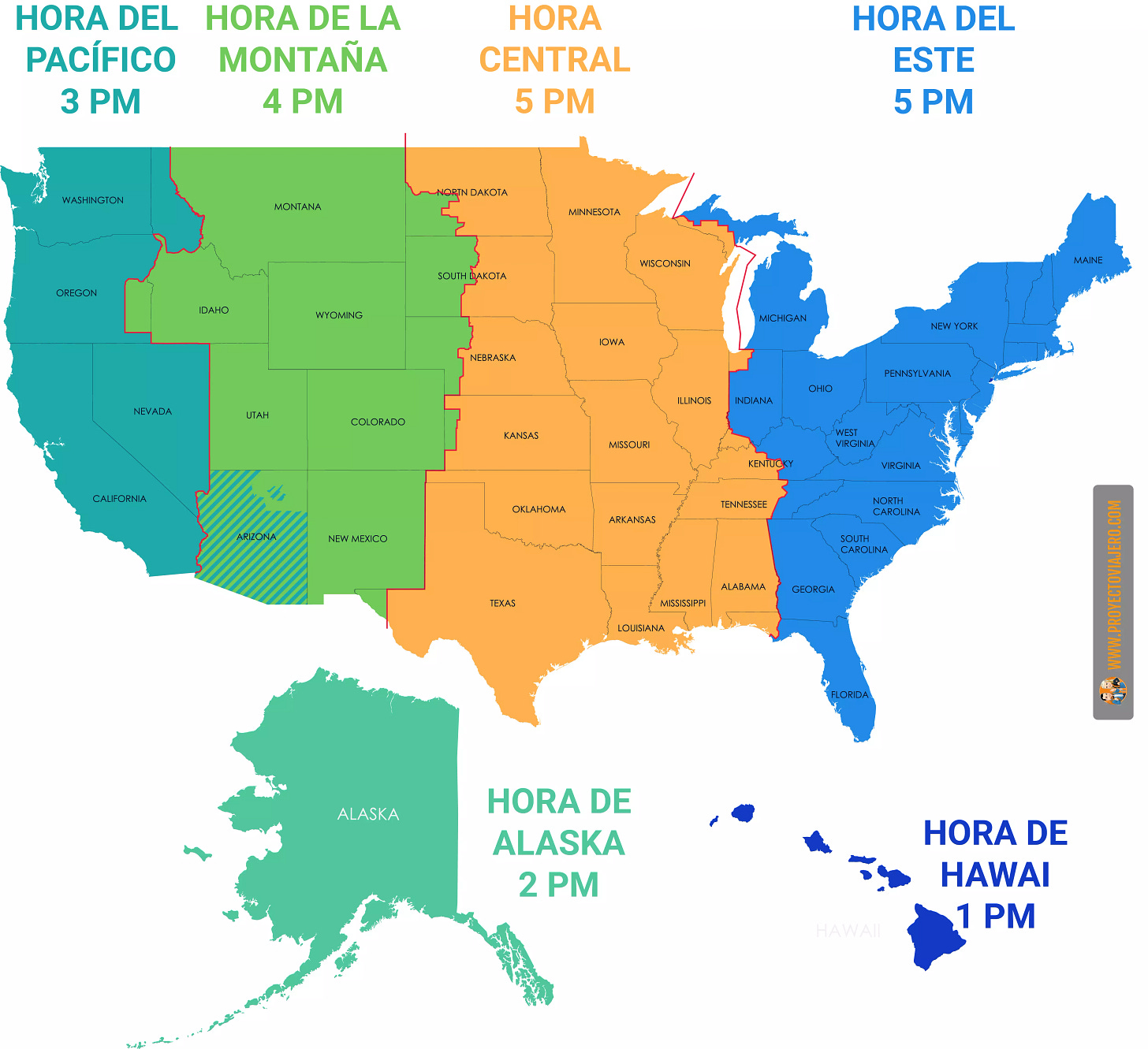 Zonas Horarias De Estados Unidos