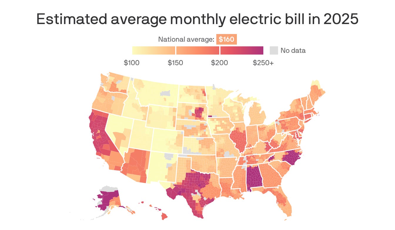 Average electricity bills by county Average electricity bills by county