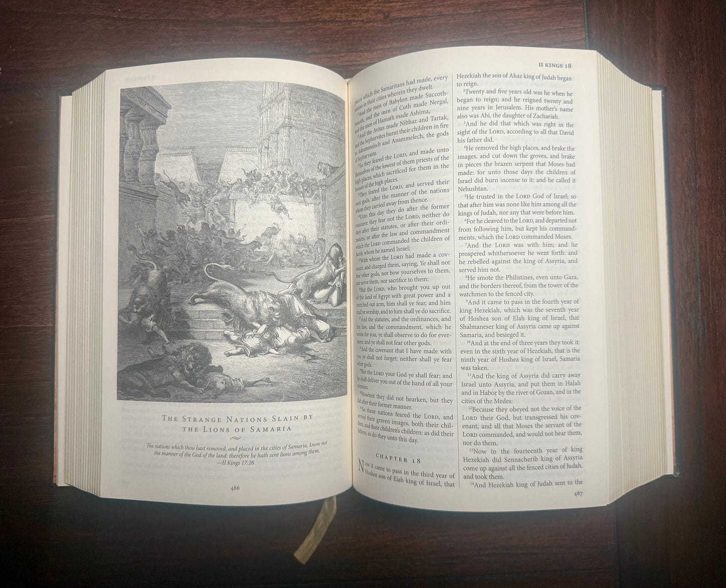 Barnes & Noble King James Bible opened to artwork