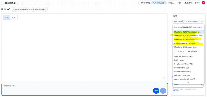 Llama 3.2 Playground Setup — Screenshot